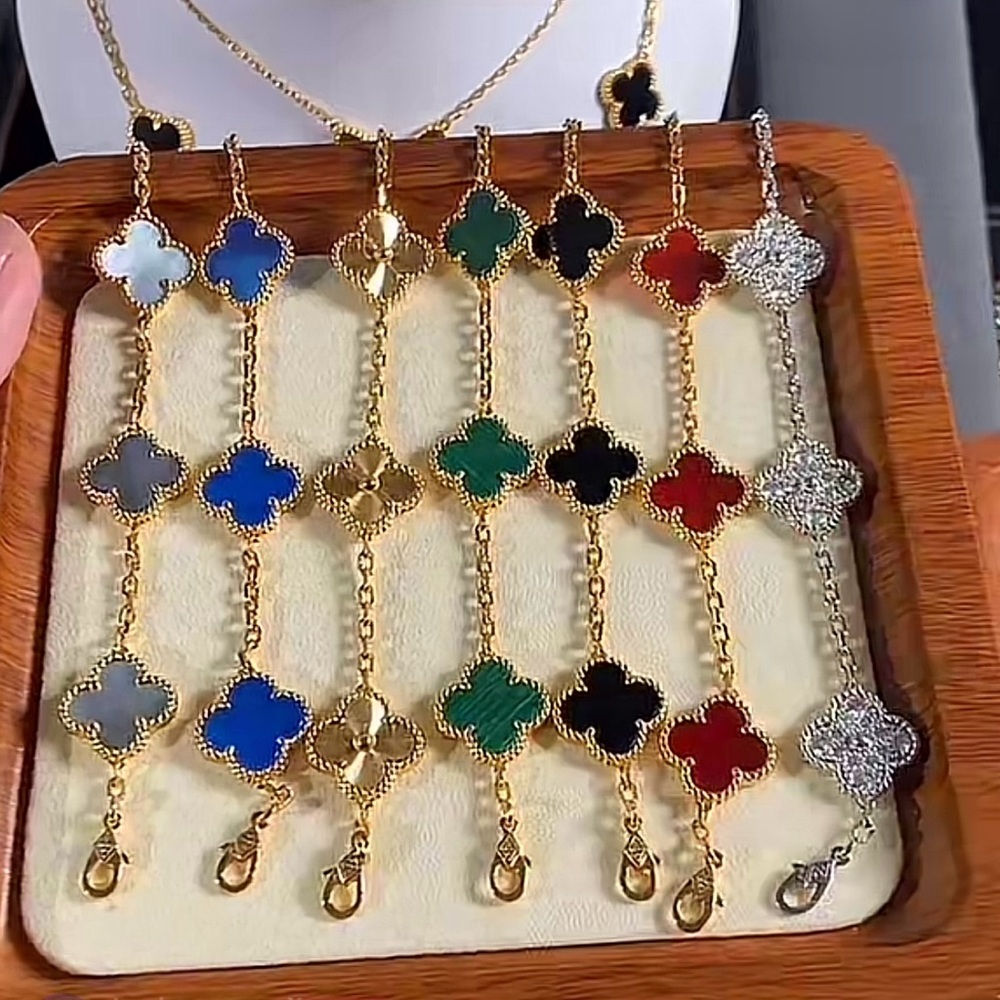 Elegant Multi-Color Clover Bracelet Set